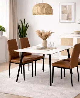 Jídelní židle CORIA DINING, černá eko kůže, 6 ks
