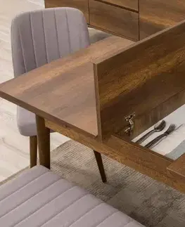 Set s rozkládacím stolem, židlemi a konzolou (6 kusů) Vina Bench 04 0701 - Walnut, Grey