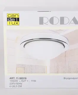 Stropní chromovaná koupelnová lampa 28cm IP44 60W E27 Roda 11-9691