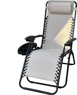 Zahradní plážové relaxační křeslo s podnožkou Regina, béžová