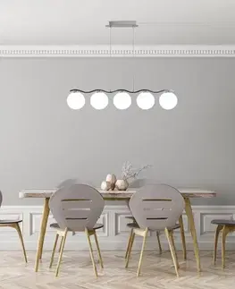 Závěsná lampa chrom/bílá koule 5 Ramon