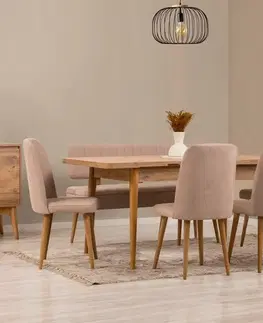 Jídelní set s rozkládacím stolem a židlemi (6 kusů) Vina - Atlantic Pine, Stone