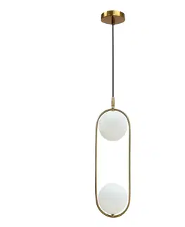 Závěsná lampa Cordel, kartáčované zlato, 2x28W, G9, bílé stínidlo