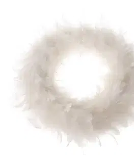 Dekorační věnec z peří Downy, pr. 30 cm, bílá