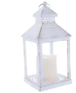 Lucerna s LED svíčkou Vintage, 10 x 20 x 10 cm, teplá bílá, plast