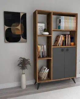 Knihovna Meldan Anthracite and Walnut