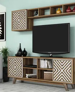 TV stěna / Sestava pod TV Inci - Walnut, White