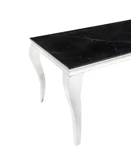 Estila Luxusní chromový jídelní stůl Modern Barock s černou mramorovou vrchní deskou a kovovými kabriolovými nohama 180 cm