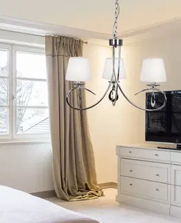Chromová závěsná lampa / bílé tkané stínidlo 3x40W Arnika