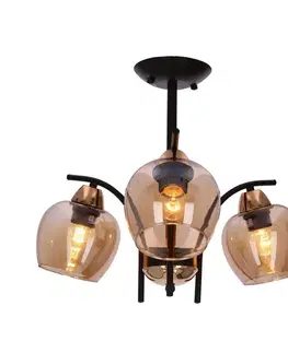 Závěsná lampa MERRA černá 3x40W E27 jantarové stínidlo