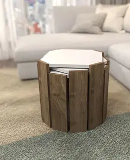 Konferenční stolek Lori - White, Walnut