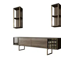 Televizní stolek s policemi Linie Walnut and Gold