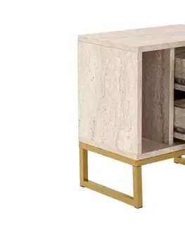 Noční stolek Glimmer - Travertine, Gold
