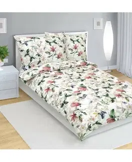 Bellatex Bavlněné povlečení Magnolie růžová, 140 x 200 cm, 70 x 90 cm