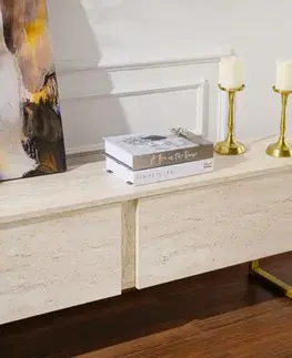 TV stolek Serenity - Travertine, Gold
