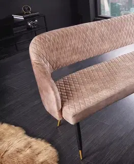 Estila Designová čalouněná art deco lavice Fribourg s asymetrickými nožičkami světle béžová 162 cm