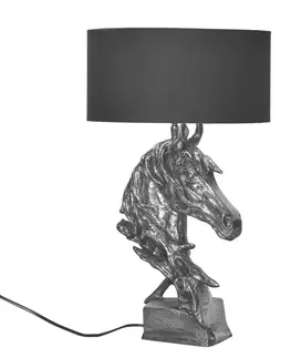 Estila Designová vintage stolní lampa Suomin se stříbrnou podstavou ve tvaru koňské hlavy 60 cm