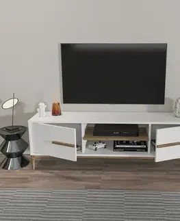 Televizní stolek Eslem White and Walnut
