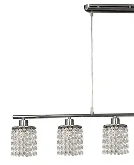 Závěsná lampa chrom s bílými krystaly 5x40W Royal