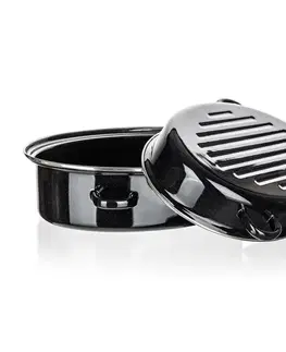 Banquet 2dílný oválný smaltovaný pekáč CULINARIA Black, 38 cm