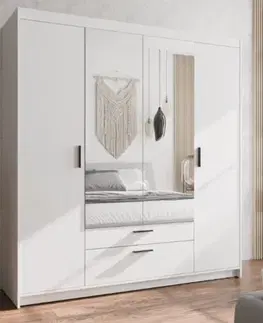 ArtLemp Šatní skříň ELLEN 4D2S se zrcadlem | bílá