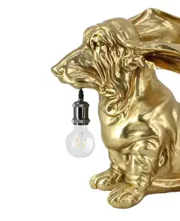 Estila Designová atypická glamour stolní lampa Pop Atelier ve tvaru jezevčíku ve zlaté barvě 66 cm