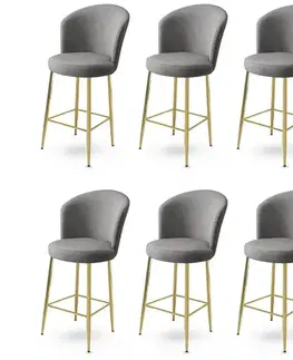 Bar Stool Set (6 Pieces) Alte - Grey, Gold