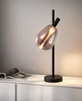 Lampka nocna Denso 26 czarna szklany klosz miedziany do czytania