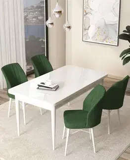 Dining Table & Chairs Set (5 Pieces) Arp - White, Khaki