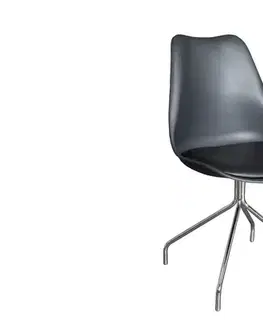 Estila Stylová moderní jídelní židle Spider v černé barvě s kovovými stříbrnými nožičkami 85 cm