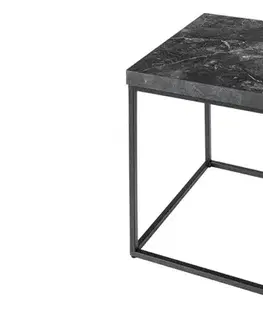 Estila Stylový industriální čtvercový příruční stolek Architect s antracitovým mramorovým designem a kovovou matnou konstrukcí 40cm