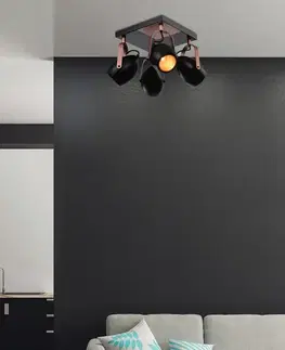 Černo-měděná nastavitelná stropní lampa E14 4x40W Anica