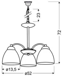 Saténová závěsná lampa 3x60W se skleněnými stínidly Uli