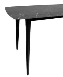 Estila Moderní černý obdélníkový jídelní stůl Tazer s deskou s mramorovým designem a kovovými nohama 180 cm