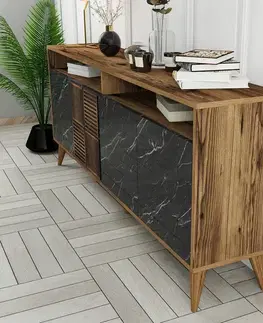 Skříňka Milan 2 Walnut and Black Marble