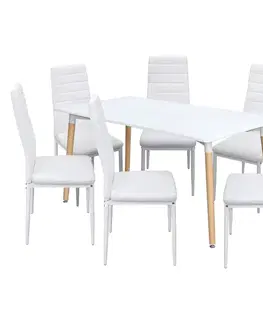 Jídelní stůl ONE 160x90 bílý + 6 židlí SIGMA bílých