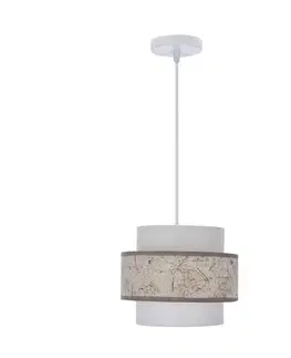 Závěsná lampa Calmi bílá 1x40W e27 stínidlo bílá+béžová