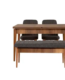 Jídelní set s rozkládacím stolem a židlemi (4 kusy) Vina 1053 - Anthracite, Walnut