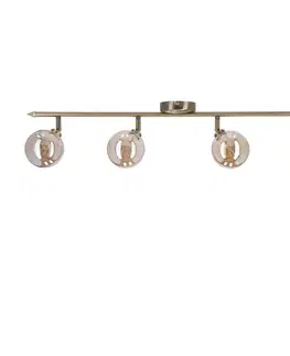 Stropní lampa Rodia s patinou, páskem 4x40W, stínidlo G9, jantarová