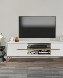 Televizní stolek Eslem White and Walnut