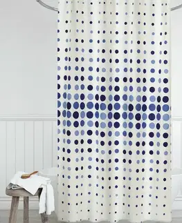 Bellatex Sprchový závěs Tečky modrá, 180 x 200 cm