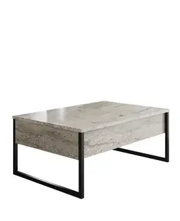 Konferenční stolek Luxe - Travertine, Black