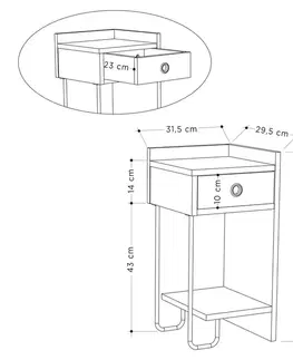 Noční stolek Sirius Right - White