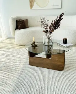 Konferenční stolek Mia - Walnut, Transparent