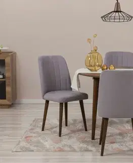 Jídelní set s rozkládacím stolem a židlemi (5 kusů) Vina 0701 - Walnut, Grey