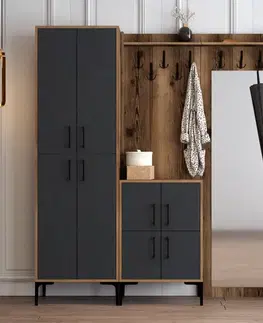 Předsíňová stěna Berlin ABC - Walnut, Anthracite