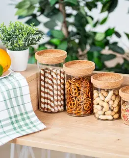 4Home Skleněná dóza na potraviny s víkem Cork, 450 ml, 450 ml