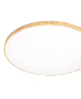 Dřevěná stropní lampa TENS. 48W LED 3000/4000/6000K 59cm bílé stínidlo, dálkové ovládání