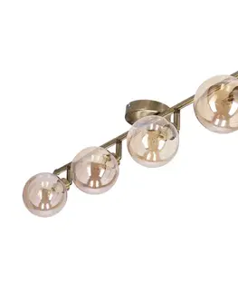 Stropní lampa Rodia s patinou, páskem 4x40W, stínidlo G9, jantarová