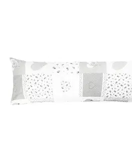 Bellatex Povlak na relaxační polštář Srdce patchwork šedá, 45 x 120 cm